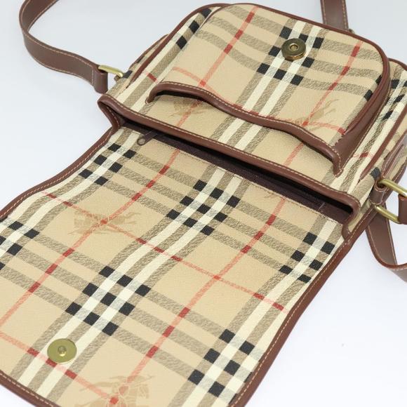 Burberrys Nova Check Shoulder Bag PVC Leather Beige Gold...